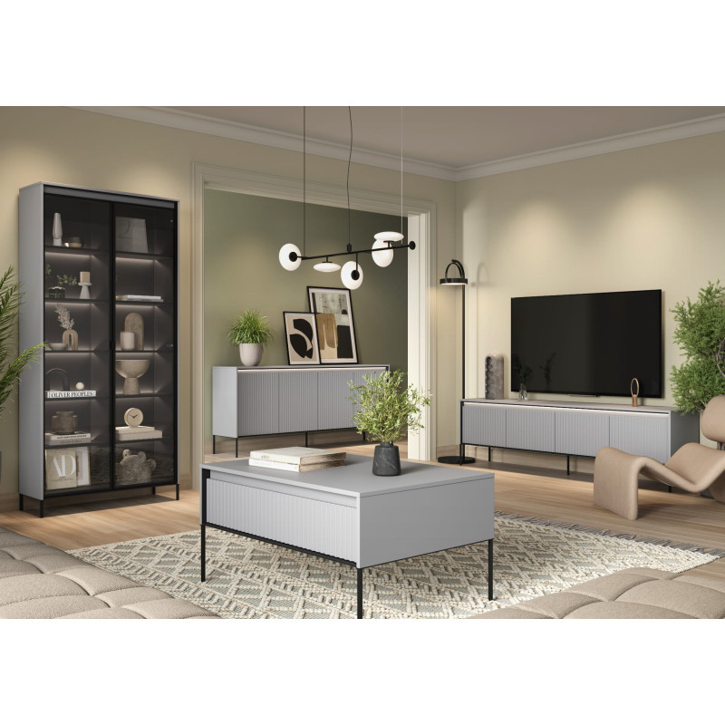 Zestaw Mebli Do Salonu TREND z Oświetleniem Szary