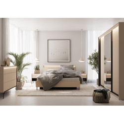 Zestaw Mebli Do Sypialni TREND 1 Beż Piaskowy / Czarny Zestaw Mebli Do Sypialni TREND 1 Beż Piaskowy / Czarny