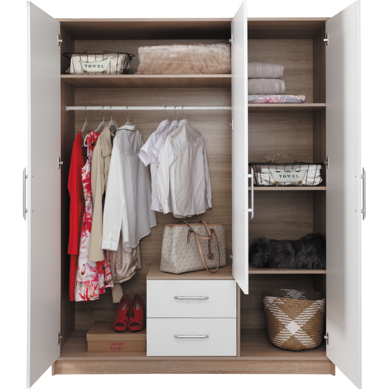 Trzydrzwiowa szafa z lustrem SRL2 Smart Kaszmir Meblar - wnętrze