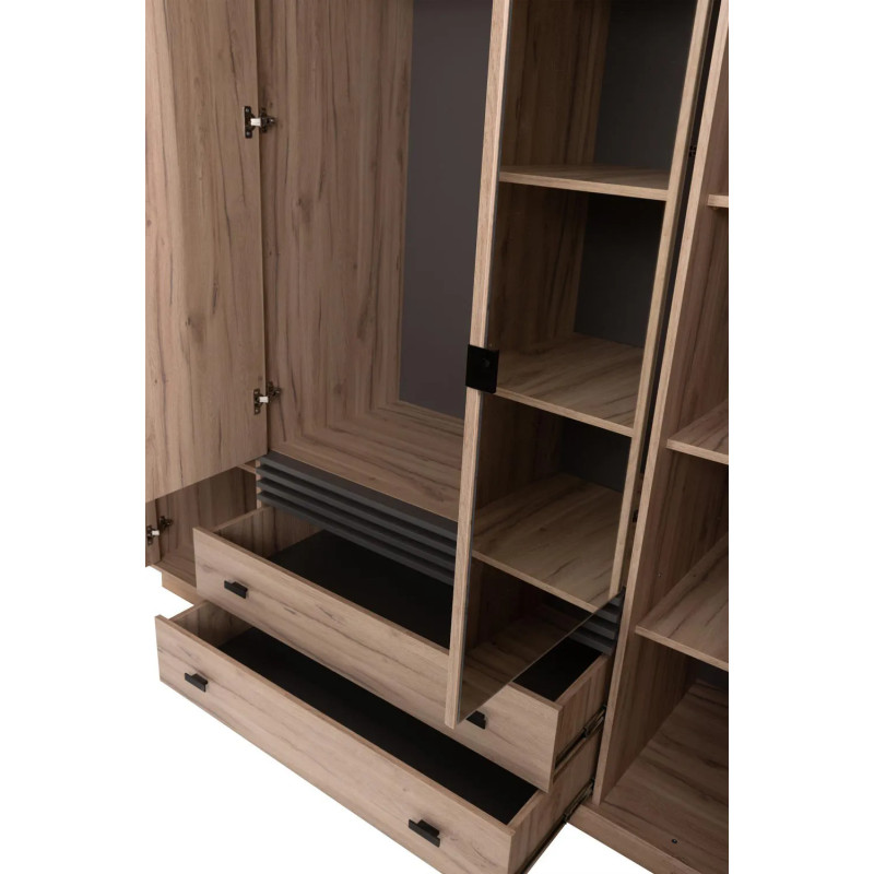 Czterodrzwiowa szafa z lustrem Allmo AL16 - szuflady