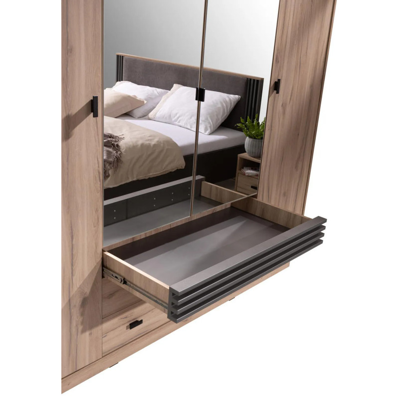 Czterodrzwiowa szafa z lustrem Allmo AL16 - szuflada