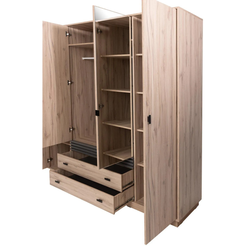 Czterodrzwiowa szafa z lustrem Allmo AL16 - otwarta