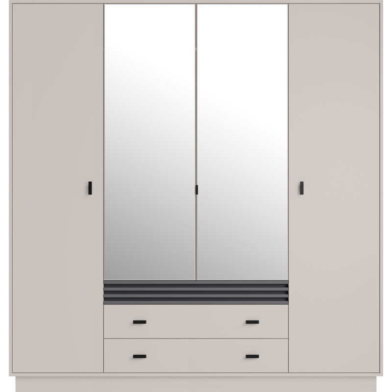 Czterodrzwiowa szafa z lustrem Allmo AL16 kaszmir/antracyt