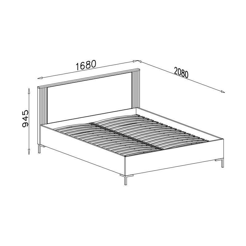 Łóżko 160x200 Allmo AL19 kaszmir/antracyt Meblar - wymiar