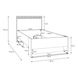 Łóżko 90 Wexlin WEXL1092-M820 Piaskowy/Dąb Mauvella Forte Łóżko 90 Wexlin WEXL1092-M820 Piaskowy/Dąb Mauvella Forte