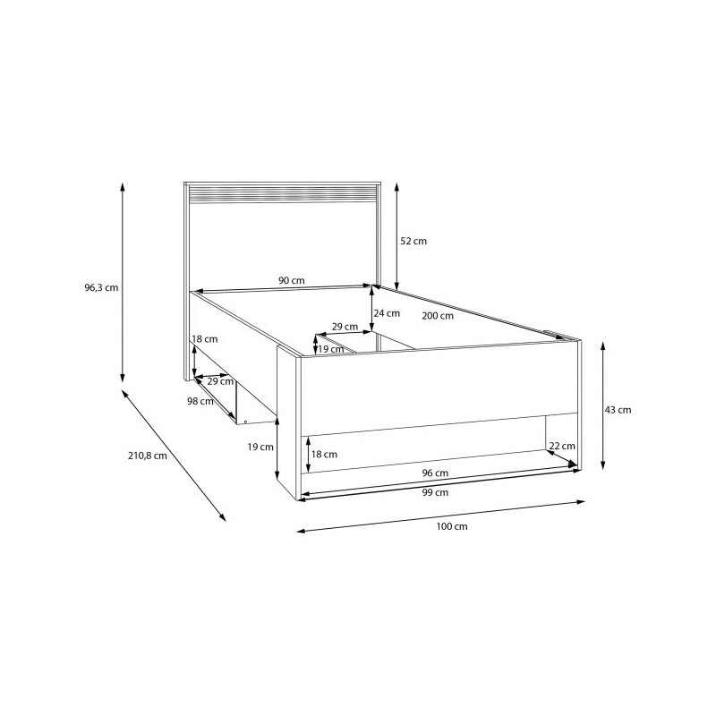 Łóżko 90 Wexlin WEXL1092-M820 Piaskowy/Dąb Mauvella Forte