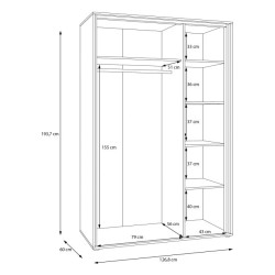 Szafa 130 cm Wexlin WEXS831-M820 Piaskowy/Dąb Mauvella Forte