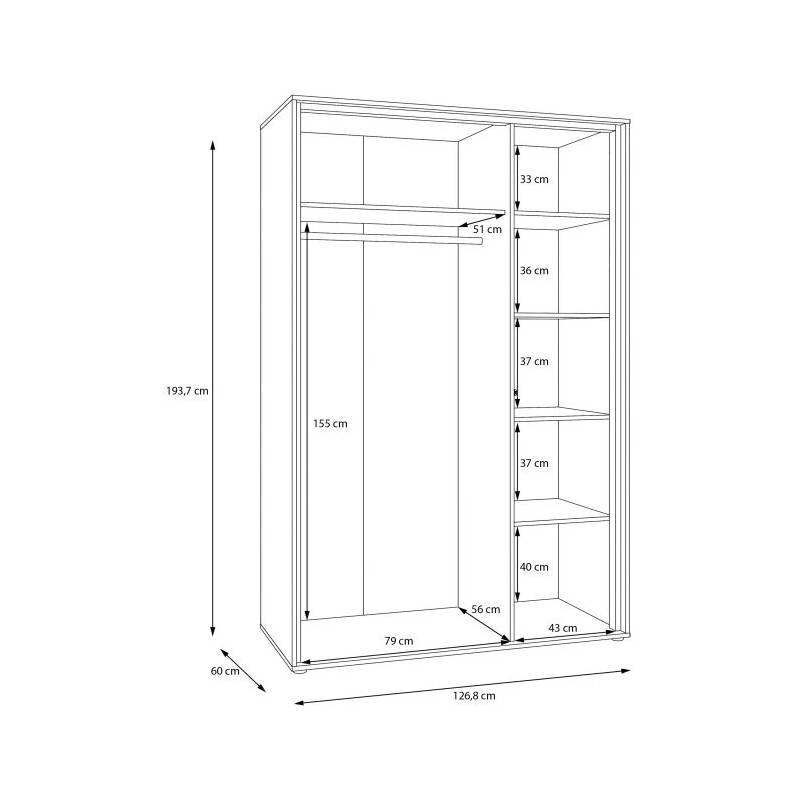 Szafa 130 cm Wexlin WEXS831-M820 Piaskowy/Dąb Mauvella Forte