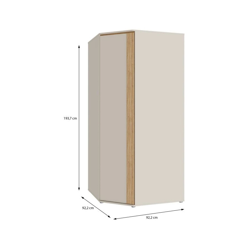 Szafa narożna 90x90 cm Wexlin WEXS811-M820 Piaskowy/Dąb
