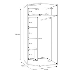 Szafa narożna 90x90 cm Wexlin WEXS811-M820 Piaskowy/Dąb Szafa narożna 90x90 cm Wexlin WEXS811-M820 Piaskowy/Dąb