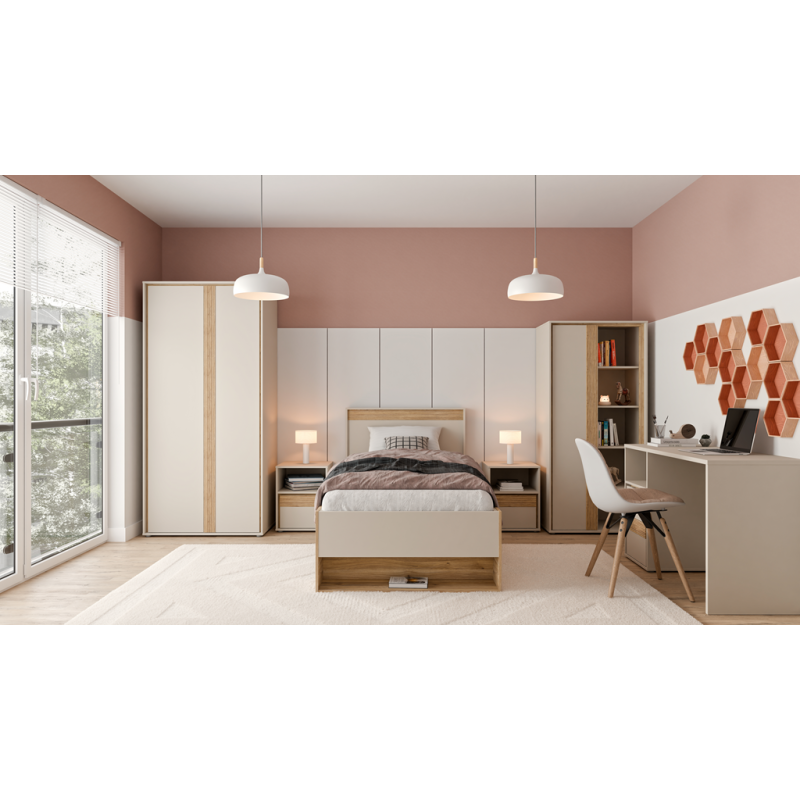 Szafa narożna 90x90 cm Wexlin WEXS811-M820 Piaskowy/Dąb