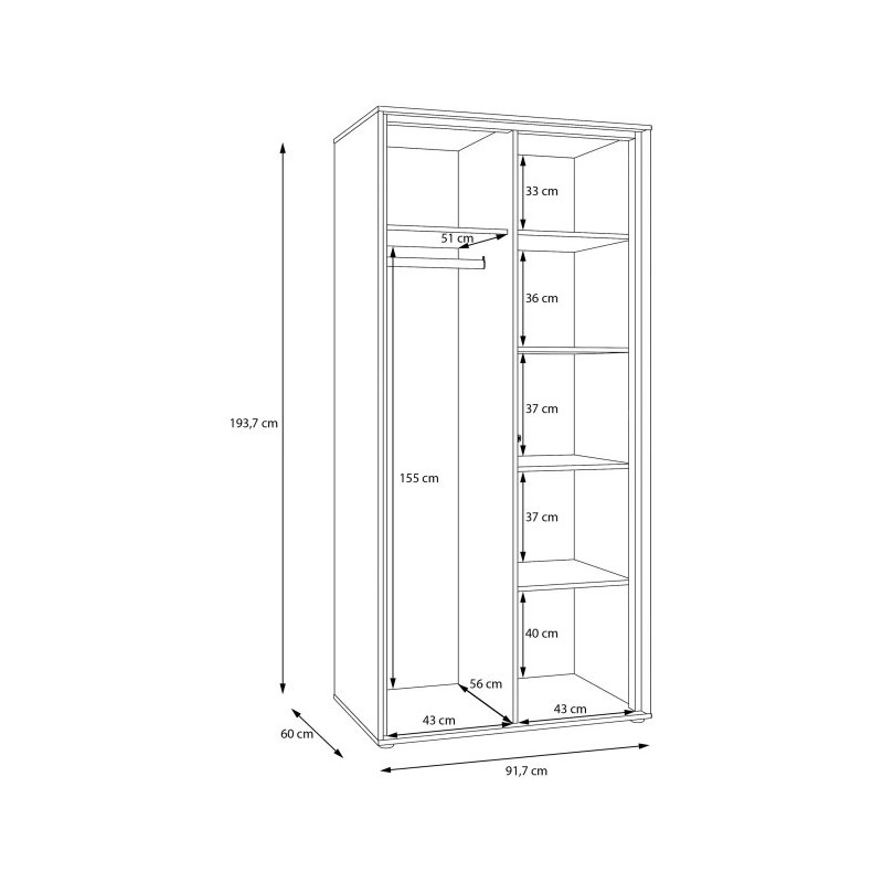 Szafa 90 cm Wexlin WEXS821-M820 Piaskowy/Dąb Mauvella Forte