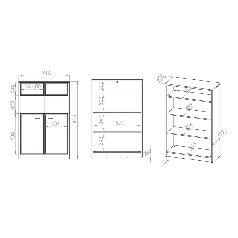 Witryna Avante 03 Dąb Windmill Dark / Cashmere Ml Meble