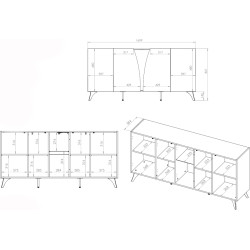 Komoda Toscania 04 Dąb Baltic Dune/Jesion Portland Czarny Ml