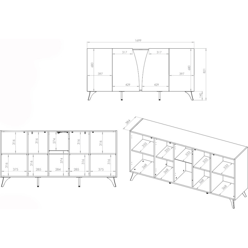 Komoda Toscania 04 Dąb Baltic Dune/Jesion Portland Czarny Ml