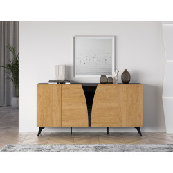 Komoda Toscania 04 Dąb Baltic Dune/Jesion Portland Czarny Ml