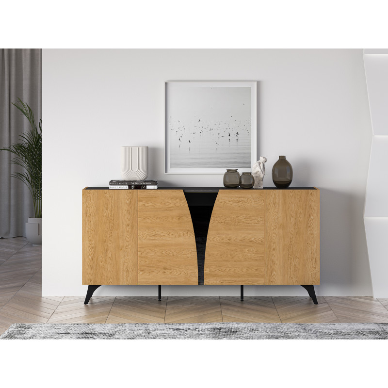 Komoda Toscania 04 Dąb Baltic Dune/Jesion Portland Czarny Ml