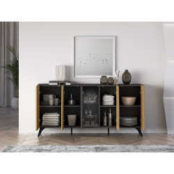 Komoda Toscania 04 Dąb Baltic Dune/Jesion Portland Czarny Ml