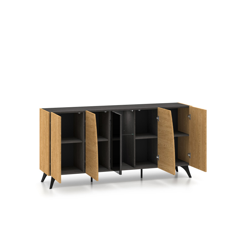 Komoda Toscania 04 Dąb Baltic Dune/Jesion Portland Czarny Ml