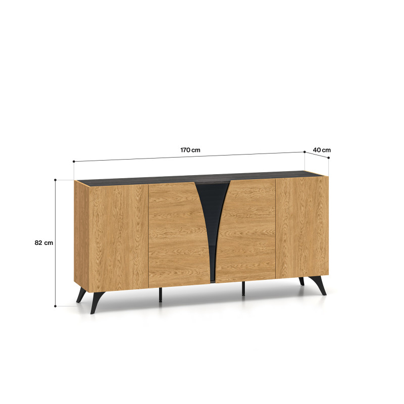 Komoda Toscania 04 Dąb Baltic Dune/Jesion Portland Czarny Ml