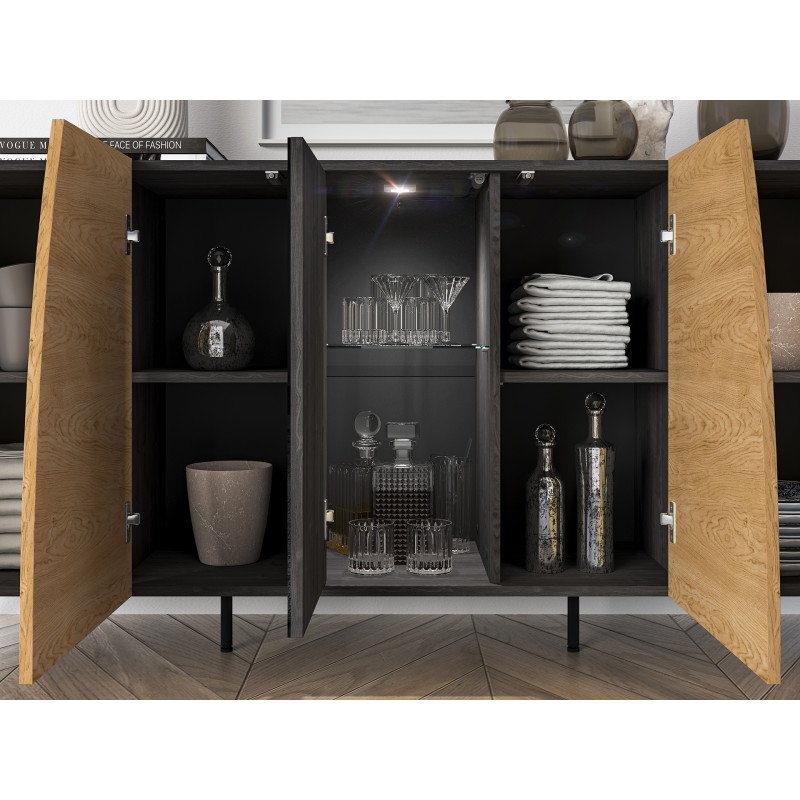 Komoda Toscania 04 Dąb Baltic Dune/Jesion Portland Czarny Ml