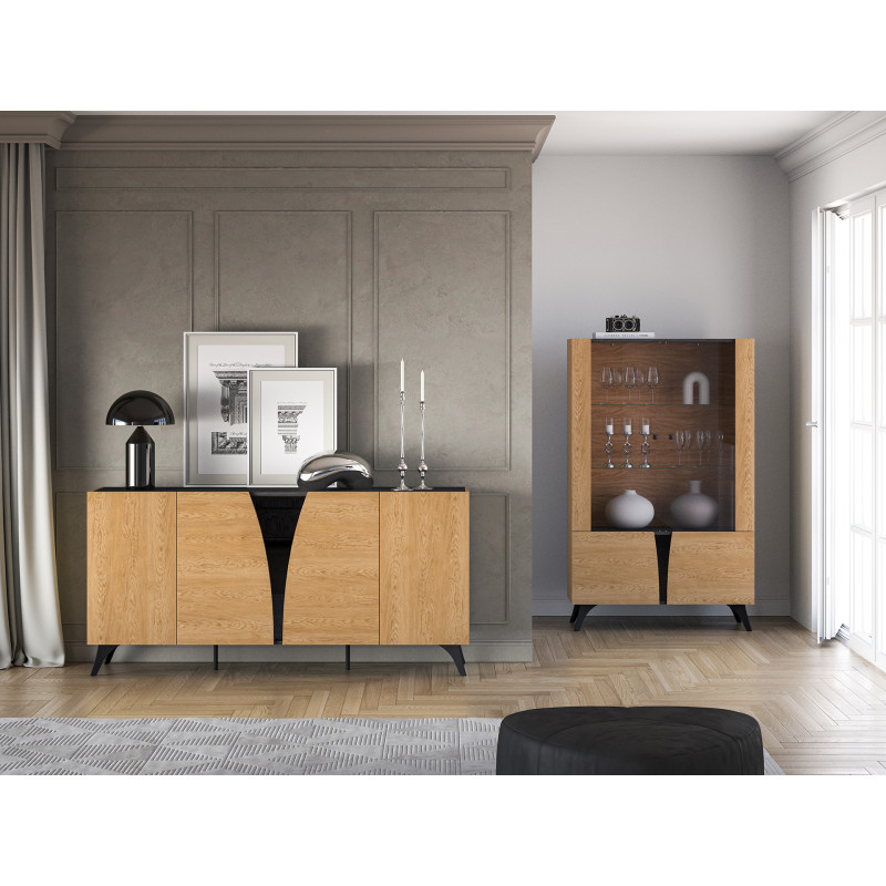 Komoda Toscania 04 Dąb Baltic Dune/Jesion Portland Czarny Ml