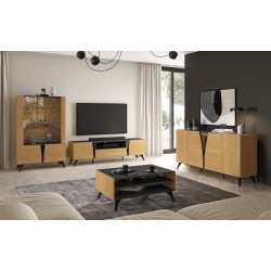 Komoda Toscania 04 Dąb Baltic Dune/Jesion Portland Czarny Ml