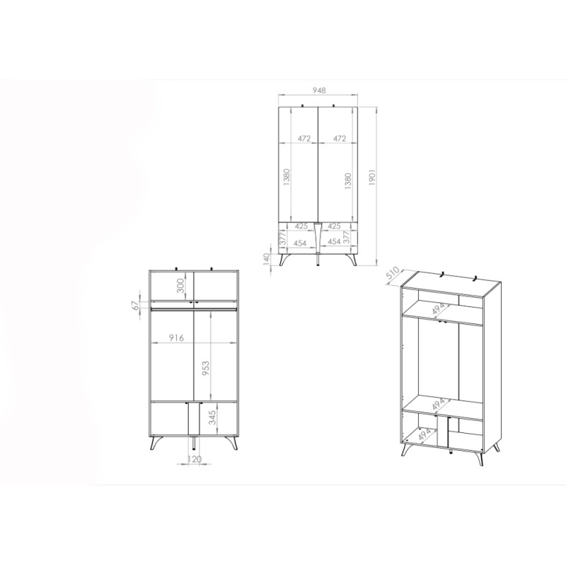 Szafa Toscania 01 Dąb Baltic Dune/Jesion Portland Czarny Ml