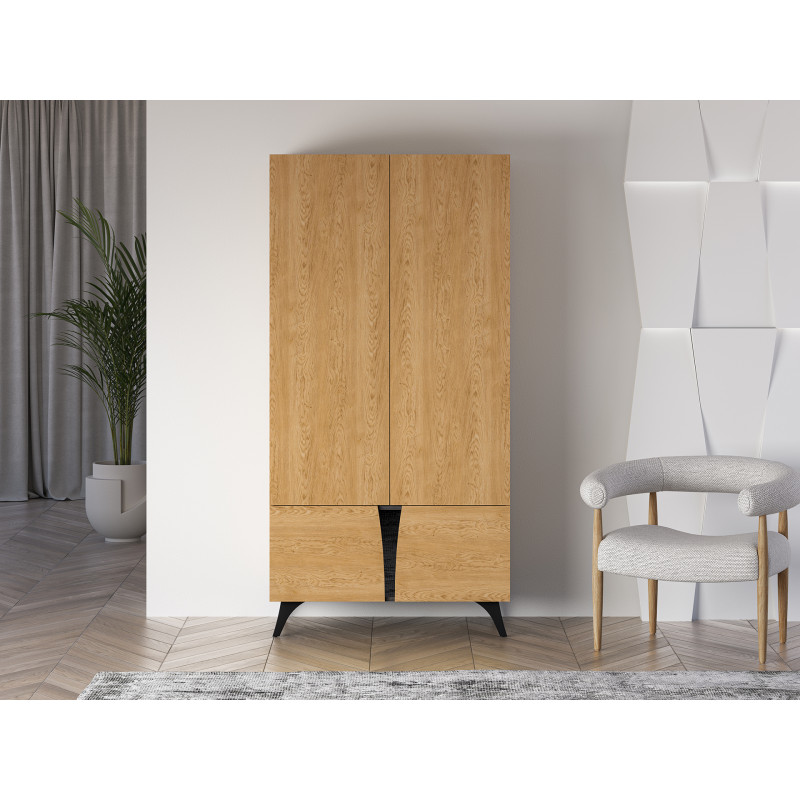 Szafa Toscania 01 Dąb Baltic Dune/Jesion Portland Czarny Ml