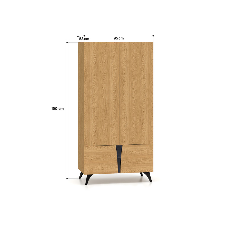 Szafa Toscania 01 Dąb Baltic Dune/Jesion Portland Czarny Ml