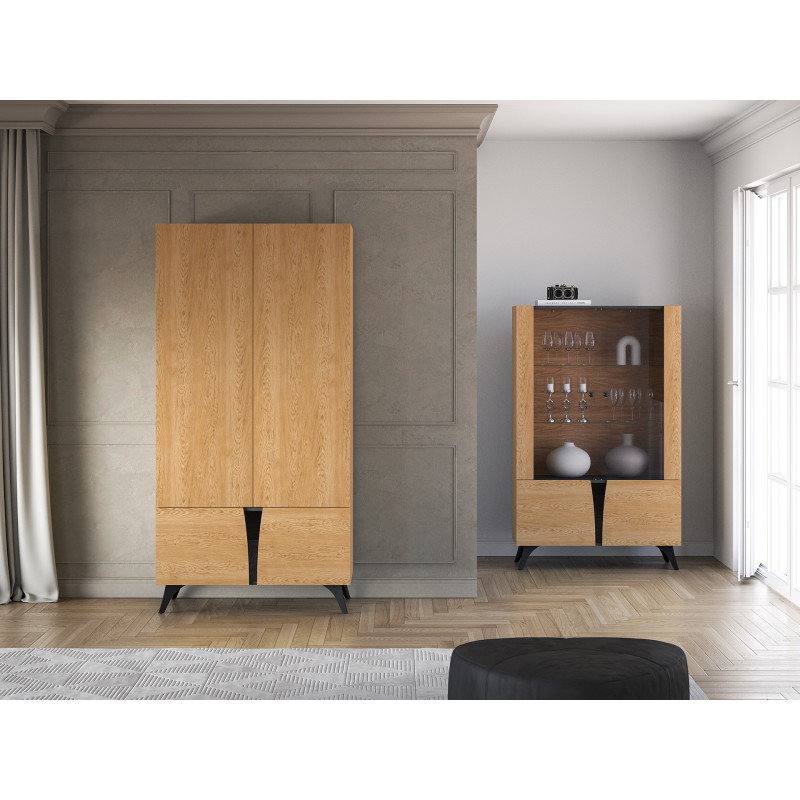 Szafa Toscania 01 Dąb Baltic Dune/Jesion Portland Czarny Ml