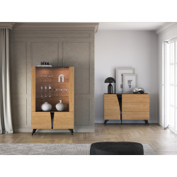 Szafa Toscania 01 Dąb Baltic Dune/Jesion Portland Czarny Ml