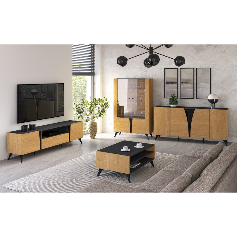 Komoda Toscania 05 Dąb Baltic Dune/Jesion Portland Czarny Ml