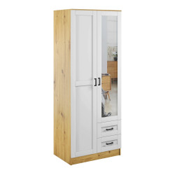 Szafa z lustrem 2D2S RAMA Dąb artisan / biały Mebelbos