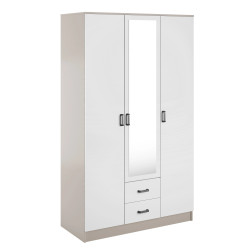 Szafa z lustrem 3D2S Kaszmir / biały Mebelbos