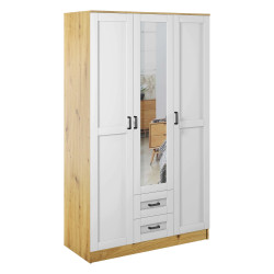 Szafa z lustrem 3D2S Dąb artisan / biały Mebelbos