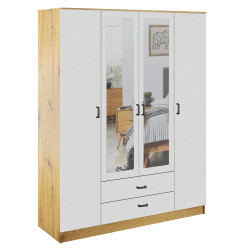 Szafa z lustrem 4D2S Dąb artisan / biały Mebelbos