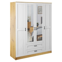 Szafa z lustrem 4D2S RAMA Dąb artisan / biały Mebelbos