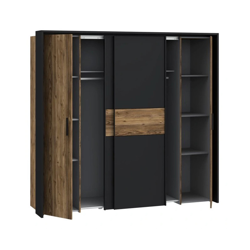 Szafa przesuwna 210cm Hayato Czarny/Świerk Alpejski Meble Forte