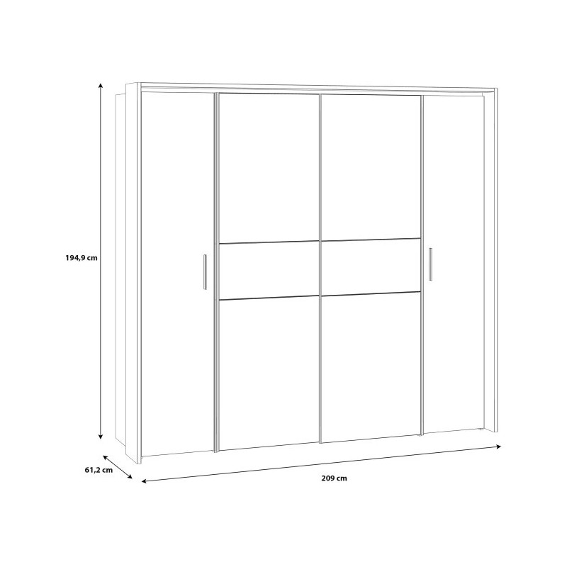 Szafa przesuwna 210cm Hayato Czarny/Świerk Alpejski Meble Forte