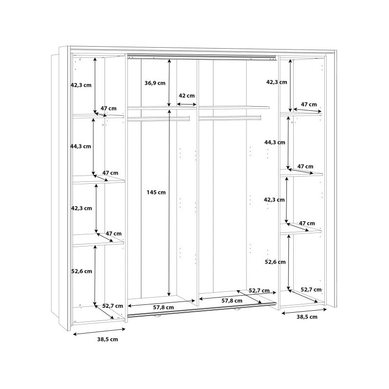 Szafa przesuwna 210cm Hayato Czarny/Świerk Alpejski Meble Forte