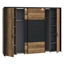 Szafa przesuwna 280cm z oświetleniem Hayato Czarny/Świerk