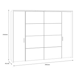 Szafa przesuwna 280cm z oświetleniem Hayato Czarny/Świerk