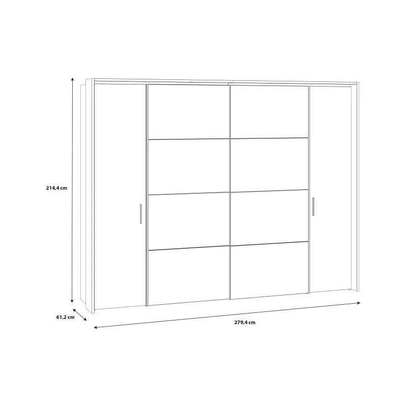 Szafa przesuwna 280cm z oświetleniem Hayato Czarny/Świerk
