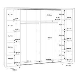 Szafa przesuwna 280cm z oświetleniem Hayato Czarny/Świerk