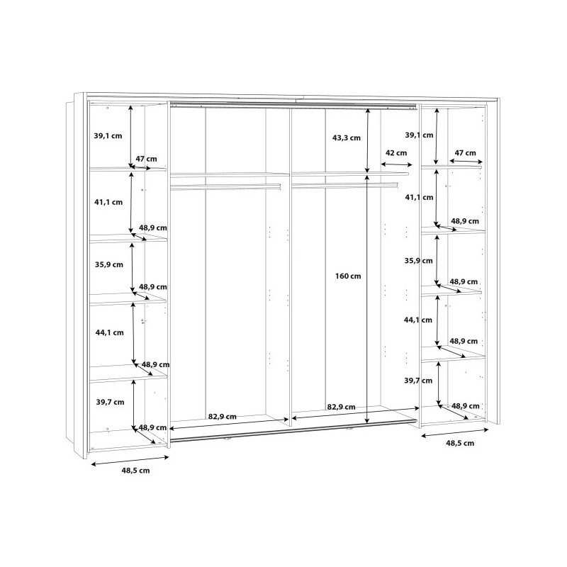 Szafa przesuwna 280cm z oświetleniem Hayato Czarny/Świerk