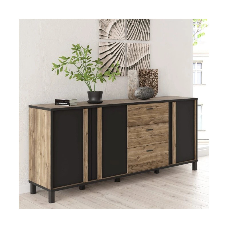 Komoda duża Hayato Czarny/świerk alpejski Meble Forte