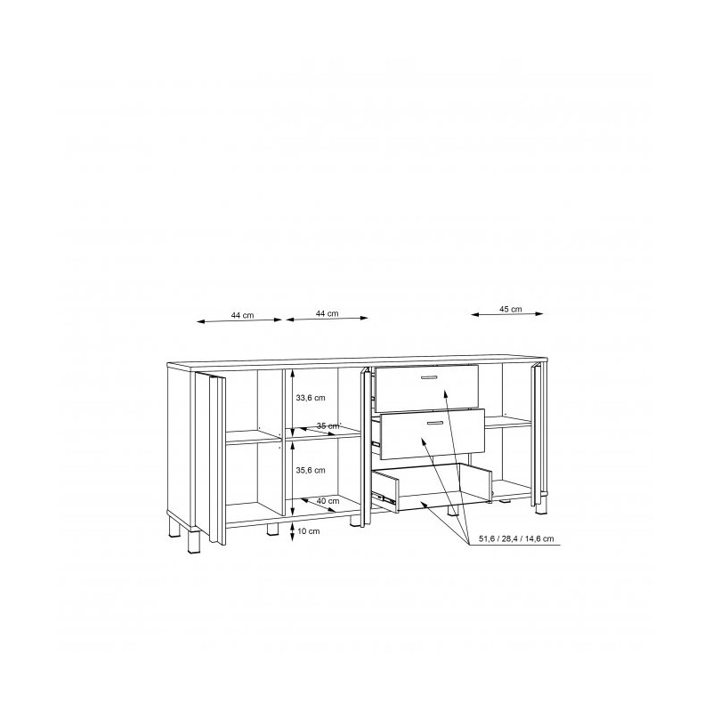 Komoda duża Hayato Czarny/świerk alpejski Meble Forte