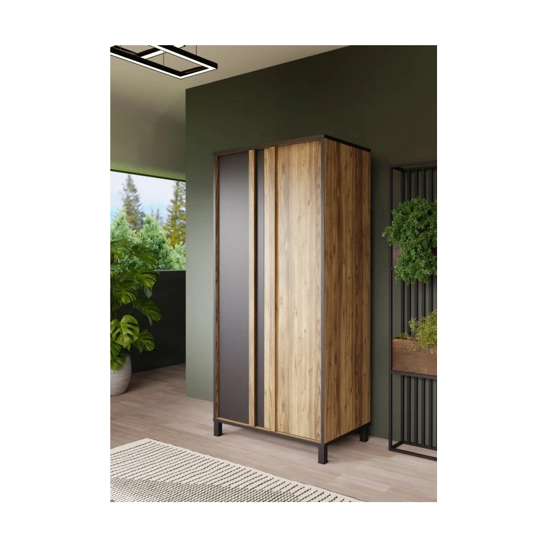 Szafa otwierana 90 cm Hayato Czarny/świerk alpejski Meble Forte