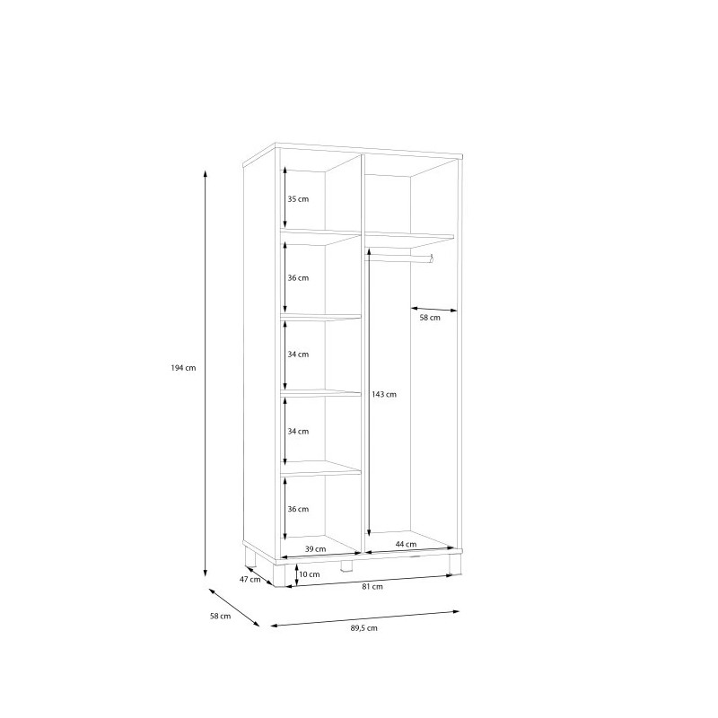 Szafa otwierana 90 cm Hayato Czarny/świerk alpejski Meble Forte